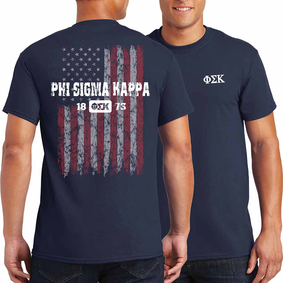 Phi Sigma Kappa Distressed Flag T Shirt