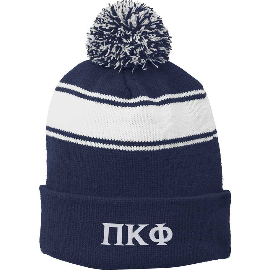 Pi Kappa Phi Striped Pom Pom Beanie