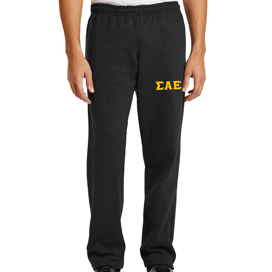 Sigma Alpha Epsilon Lettered Sweatpants (open bottom)