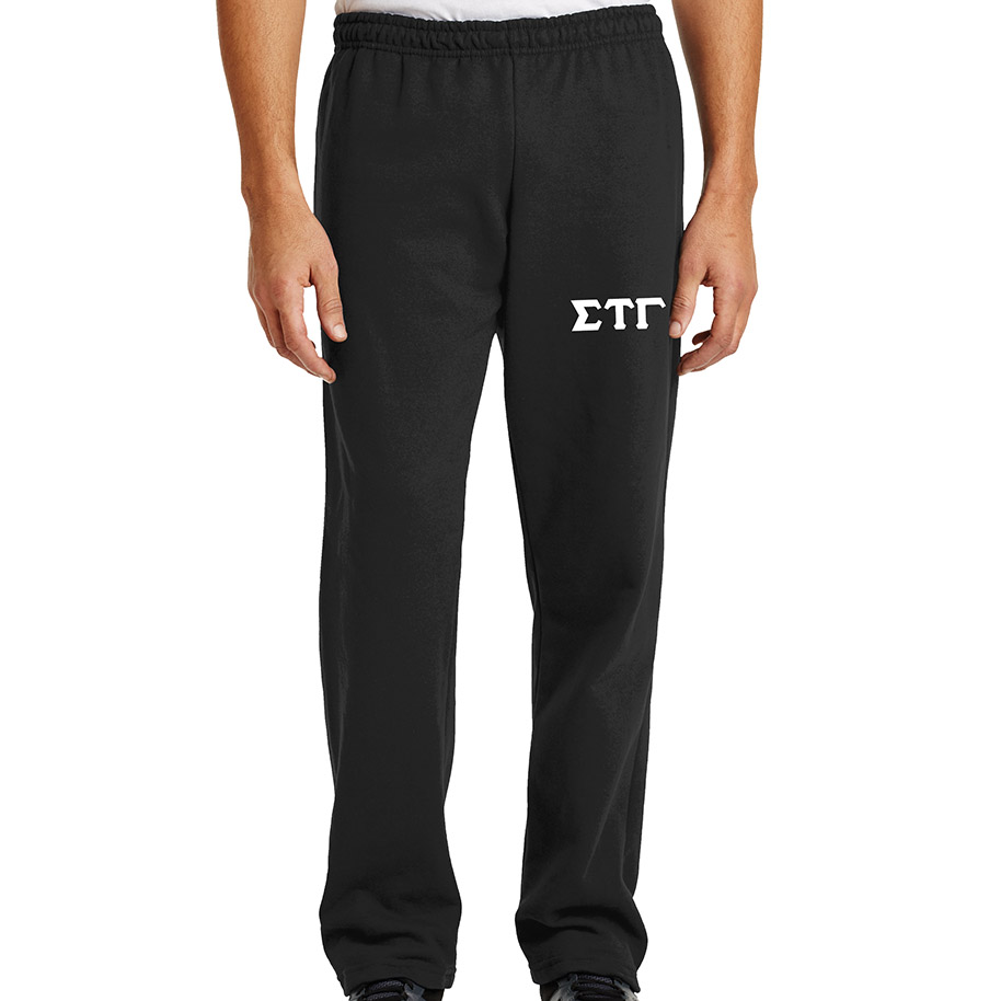 Sigma Tau Gamma Lettered Sweatpants (open bottom)