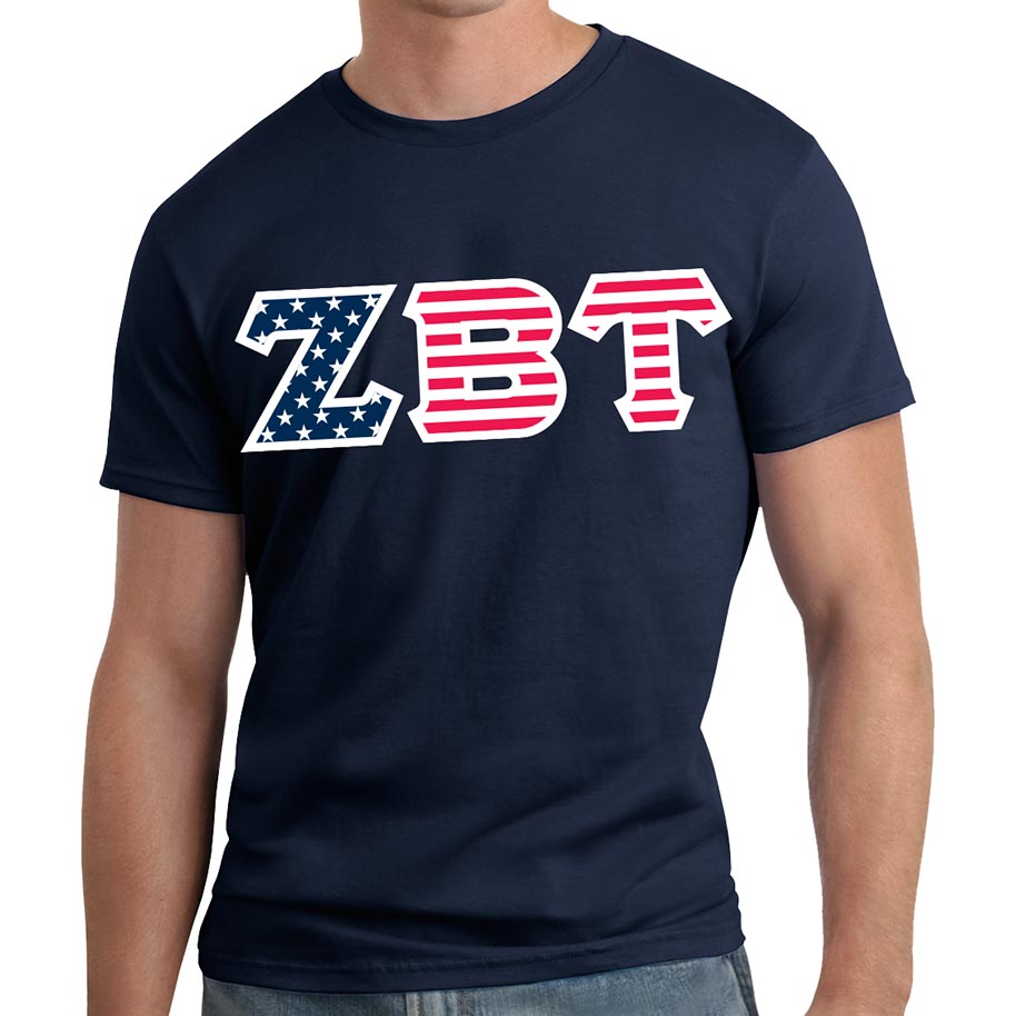 Zeta Beta Tau Patriot Lettered T-shirt